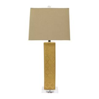 32-inch Ceramic Table Lamp W/Moroccan Trellis Design in Textured Gold