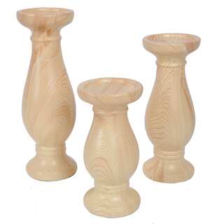 Beige Ceramic Candle Holders (Set of 3)