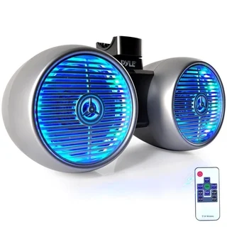 Pyle PLMRWB652LES 400-watt Multi-Color and Silver Dual Water Resistant LED Light-up 6.5-inch Tower Speakers