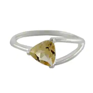 Handcrafted Sterling Silver 'Love Triangle' Citrine Ring (India)