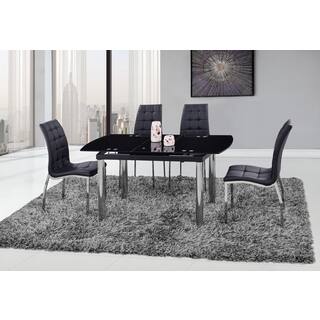 Global Furniture Black/Silver Glass/Chrome Dining Table