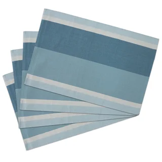 Blue Cotton Ribber Placemat Set (Pack of 4)