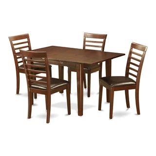PSML5 Mohagany Finish Rubberwood Kitchen Nook Dining Set with 5 Chairs
