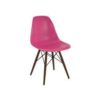 Trige Lipstick Pink Mid Century Side Chair with Walnut Base (Set of 2)