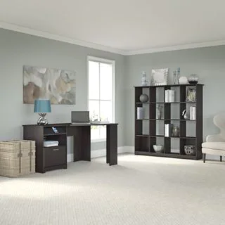 Cabot Collection 60W Corner Desk, and 16-cube Bookcase
