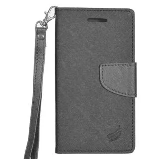 Insten Black Leather Case Cover Lanyard with Stand/ Wallet Flap Pouch/ Photo Display For Samsung Galaxy J3
