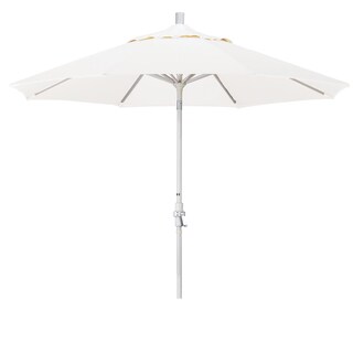 California Umbrella 9' Rd. Aluminum Market Umbrella, Deluxe Crank Lift with Collar Tilt, Sand Frame Finish, Olefin Fabric