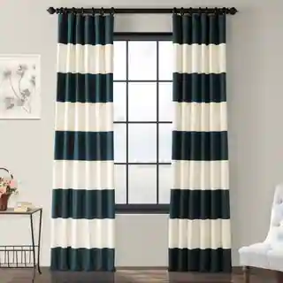 Exclusive Fabrics Cabana Cotton 96-inch Horizontal Stripe Curtain Panel