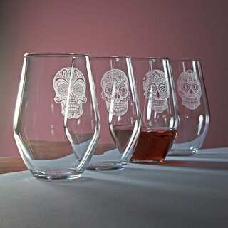 Dia De Los Muertos Stemless Wine Glass (Set of 4)