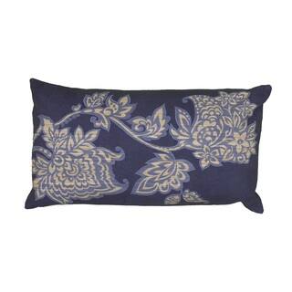 Rizzy Home Blue/Green/Pink/Orange Polyester/Cotton/Jute 11-inch x 21-inch Embroidered Floral Decorative Throw Pillow