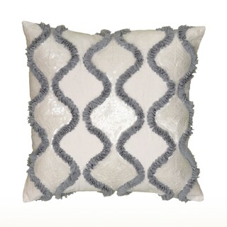 Rizzy Home White/Brown Cotton/Polyester 18-inch x 18-inch Georgette Ruffles Decorative Throw Pillow
