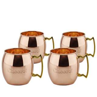Old Dutch Solid Copper 16-ounce 'Cheers!' Moscow Mule Mugs (Set of 4)