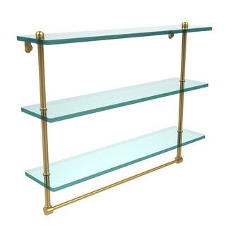 Allied Brass Glass 22-inch Triple-tiered Shelf With Integrated Towel Bar