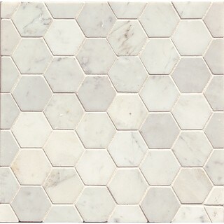 White Carrara Honed Stone Hexagon Mosaic Tile (Box Of 10 Sheets)