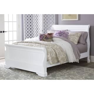 Walnut Street Full Riley White Wood Sleigh Bed with Storage
