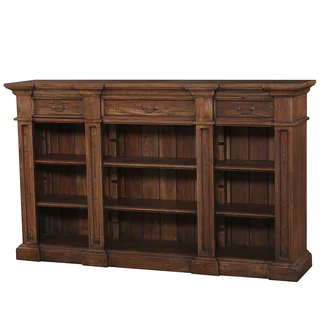 Bramble Co. Genoa Antique French Crackle Mahogany 3-drawer Open Bookcase