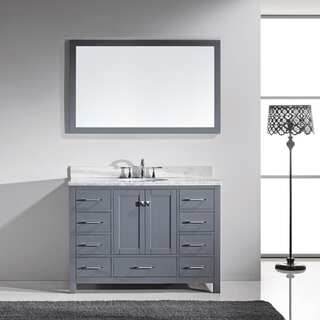 Virtu USA Caroline Avenue 48-inch Italian Carrara White Marble Single Bathroom Vanity Set with Faucet Options