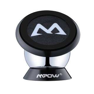Mpow Black Aluminum 360-degree Rotatable Sticky Magnetic Mini Mount Holder for iPhone 6s, Samsung, and Other Smartphones