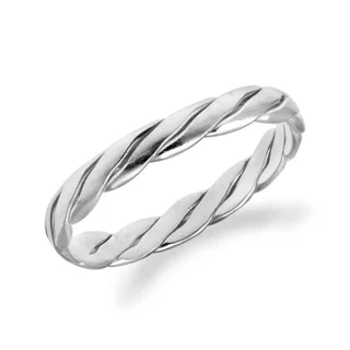 Handmade Tropical Twice Twisted 3mm Band Sterling Silver Ring (Thailand)