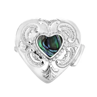 Mystical Heart Abalone Inlay 925 Silver Gift Keepsake Box (Thailand)