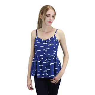 Relished Women's Perplum Blue Nylon and Rayon Sleeveless Top