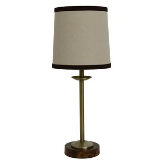 J Hunt and Company Brown Faux Marble Base Tweed Shade Table Lamp