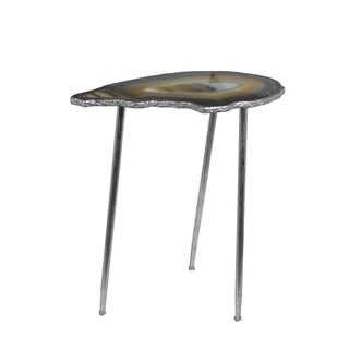 Privilege Silver Metal Contemporary Leaf Accent Table