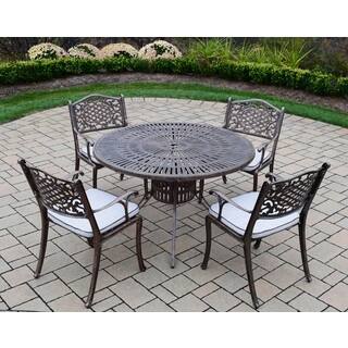 Dakota Sun Cast Aluminum 5-piece Dining Set, with Round Table, and 4 Cushioned Chairs