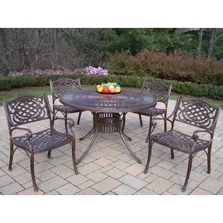 Dakota Sun Cast Aluminum 5-piece Dining Set, with 48-inch Table, and 4 Chairs