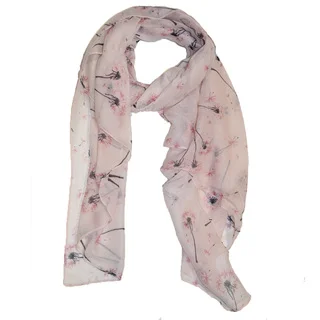 Dandelion Pink Polyester Flower-printed Wrap Scarf