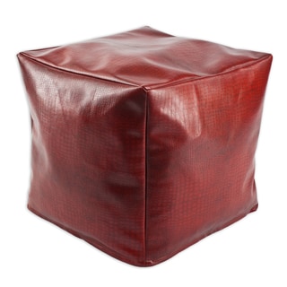 Tinga Rojo Red Faux-leather 12.5-inch Square KE Beads Footstool