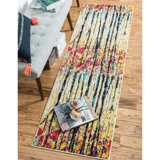 Unique Loom Barcelona Multicolored Abstract Polypropylene Runner Rug (2'7 x 10')