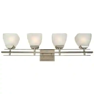 Bathroom Light Fixture Michael Satin Nickel Finish 4-light Vanity with White Frosted Glass