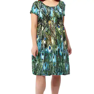La Cera Women's Multicolor Spandex/Polyester Plus Size Printed Dress