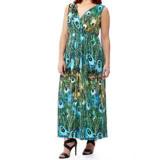 La Cera Women's Plus-size Sleeveless Long Printed Dress