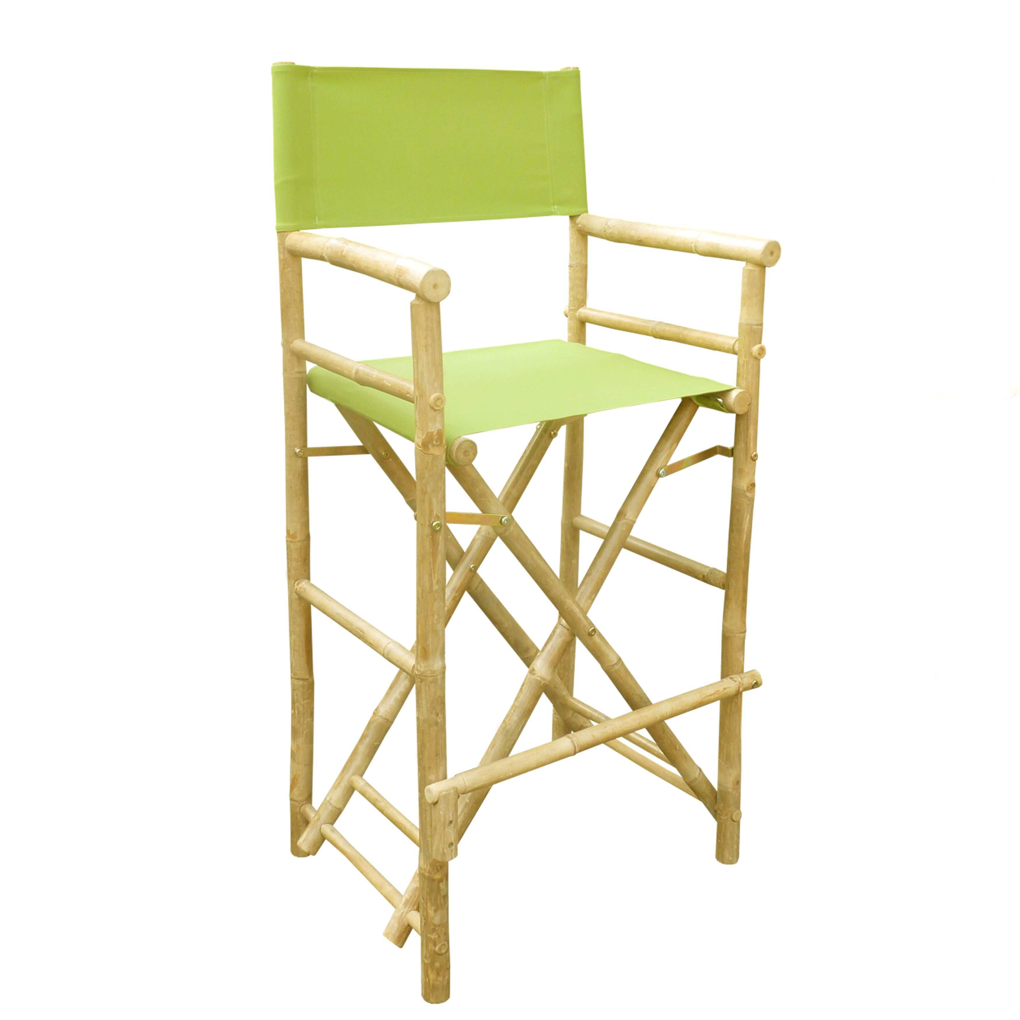 Zew Handcrafted Folding Bamboo Bar Height Director Chair