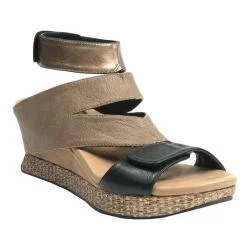 Women's MODZORI Olivia Wedge T-Strap Sandal Metallic/Taupe/Black