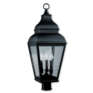 Livex Lighting Exeter Black Brass 3-light Outdoor Post Lantern