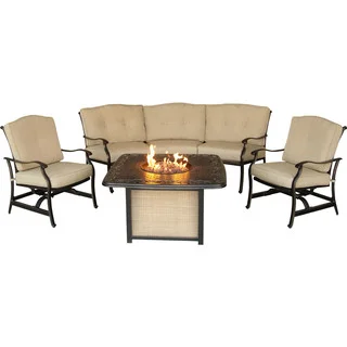 Hanover Outdoor Traditions 4-piece Outdoor Lounge Set with Cast-top Fire Pit