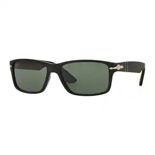 Persol Men's PO3154S 104258 Black Rectangle Frame Green Polarized Lens Sunglasses