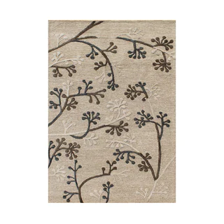 Alliyah Elegant Eastern Flavors Beige/Brown Natural Wool/Silk Floor Rug (5' x 8')