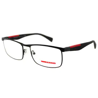 Prada Men's PS 54FV DG01O1 Linea Rossa Black Rubber and Metal Rectangle Eyeglasses
