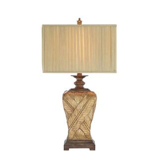 Catalina Paulina 19083-001 3-Way 32-Inch Wrapped Leaf Table Lamp with Rectangular Pleated Fabric Shade, Bulb Included