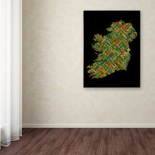Michael Tompsett 'Ireland Eire City Text Map' Canvas Art