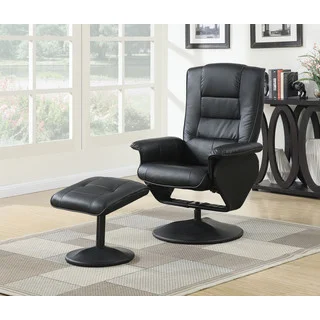 Arche Black PU Recliner Chair and Ottoman Set
