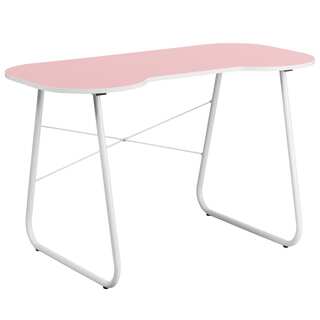 Pink-top Office Computer Writing Desk with White Frame