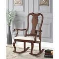 Sheim Beige Fabric and Cherry Wood Rocking Chair