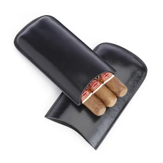 Royce Leather Genuine Italian Leather Handcrafted Triple Cigar Holder