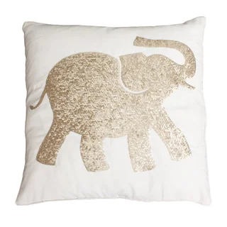Elazar Elephant Sequined Feather Filled Pillow