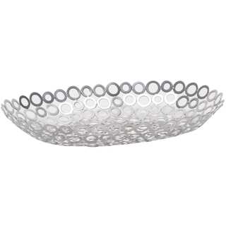 Red Vanilla Silver Rings Metal 15.5-inch x 11-inch x 3-inch Oval Centerpieces (Set of 2)